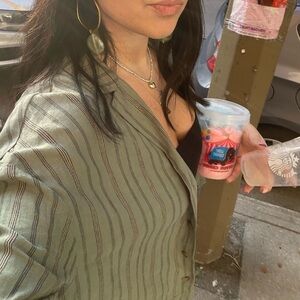 Striped Linen Green Shirt